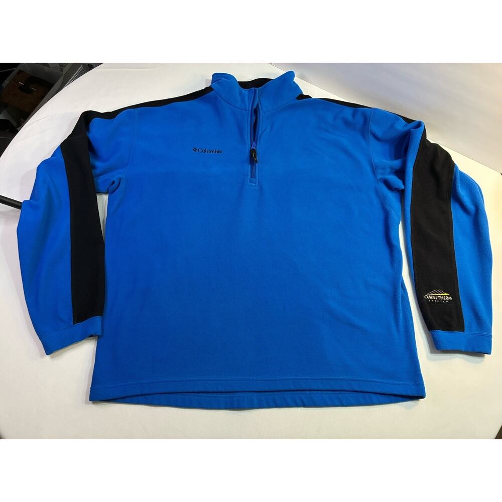 Columbia OmniTherm Stretch Fleece XL Half Zip Blue Black Pullover Men’s Outdoor